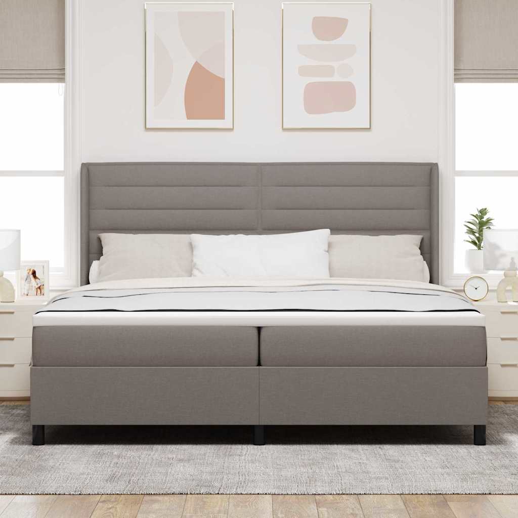 Box spring seng med madras Gråbrun 200 x 200 cm Stof