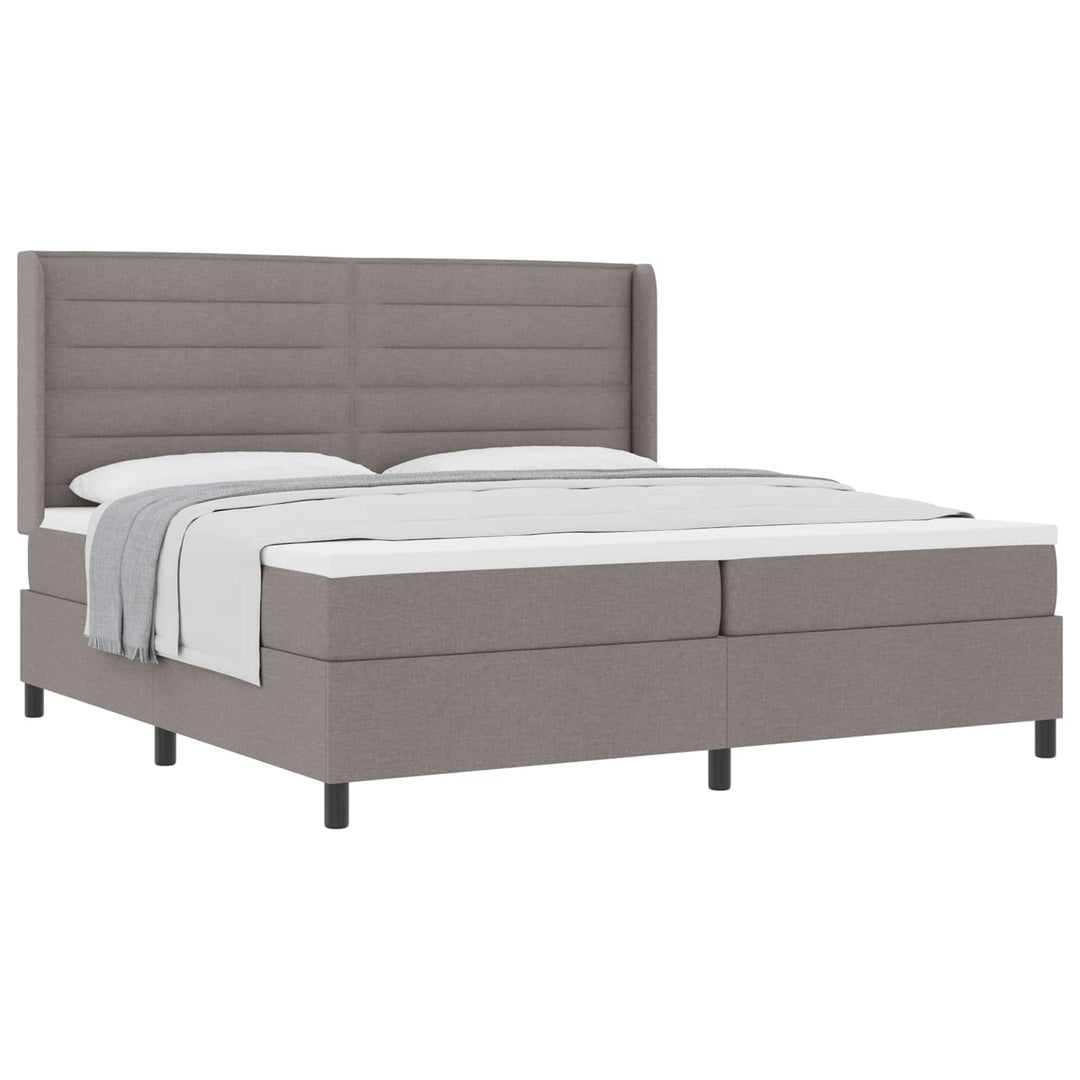Box spring seng med madras Gråbrun 200 x 200 cm Stof