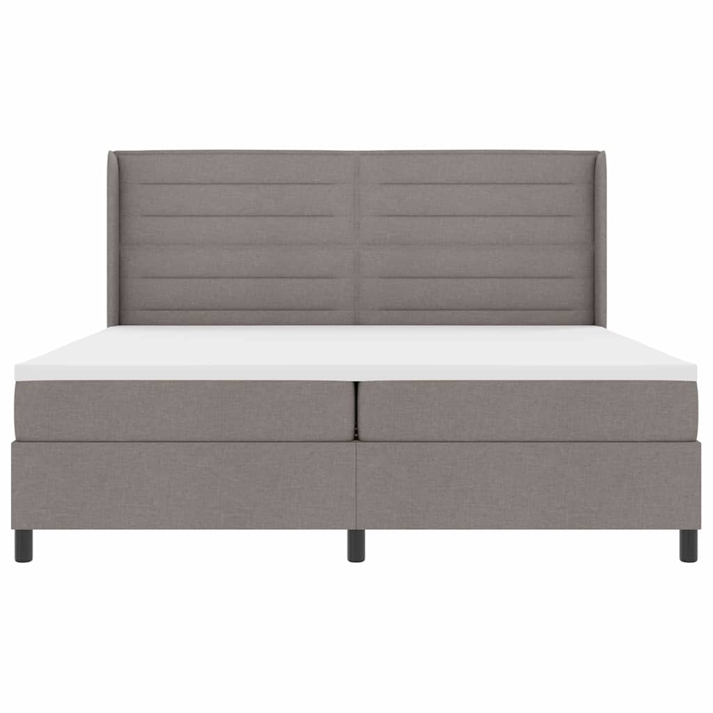 Box spring seng med madras Gråbrun 200 x 200 cm Stof