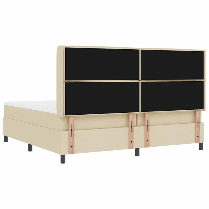 Box spring seng med pude med hovedgærde Creme 200 x 200 cm Stof