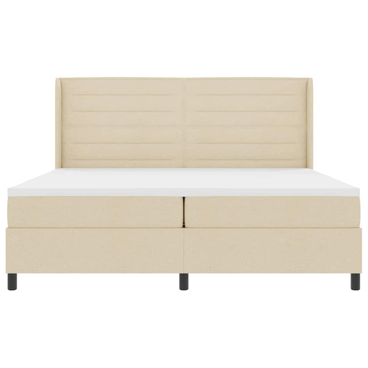 Box spring seng med pude med hovedgærde Creme 200 x 200 cm Stof