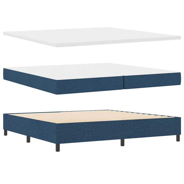Box spring seng med madras med hovedgærde Blå 200 x 200 cm Stof