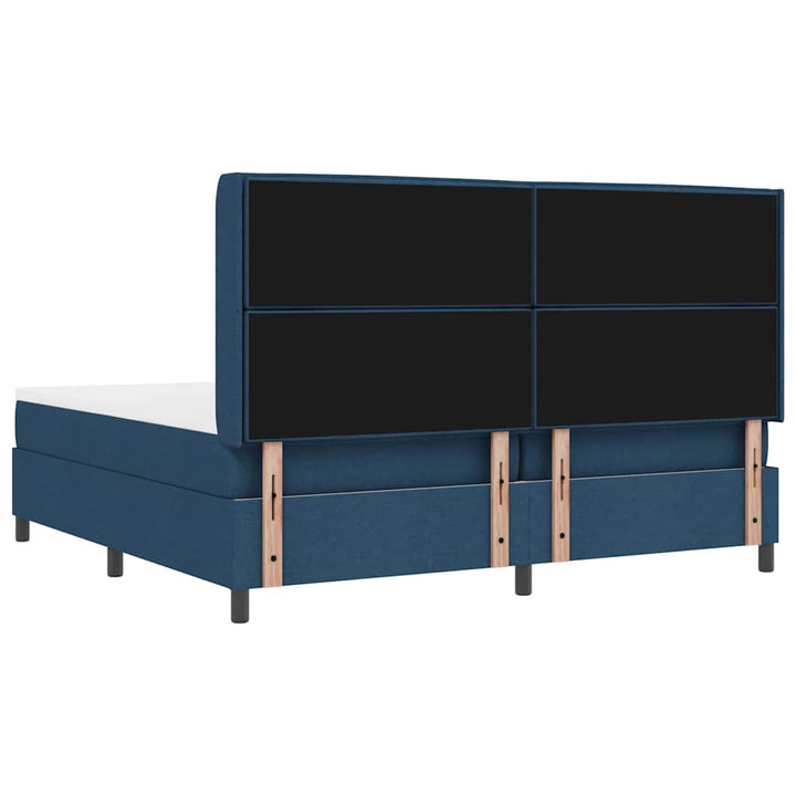 Box spring seng med madras med hovedgærde Blå 200 x 200 cm Stof