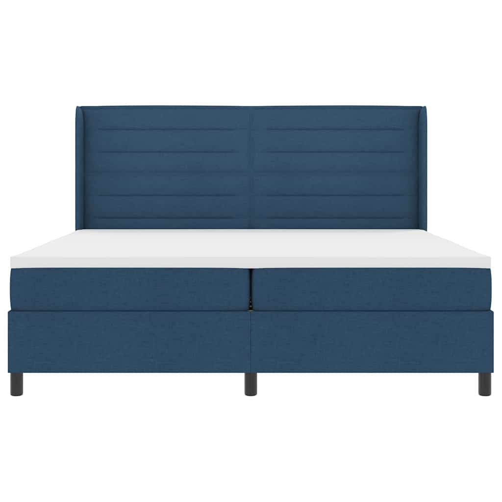 Box spring seng med madras med hovedgærde Blå 200 x 200 cm Stof