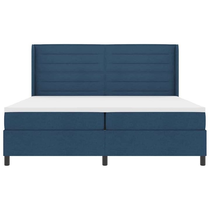 Box spring seng med madras med hovedgærde Blå 200 x 200 cm Stof