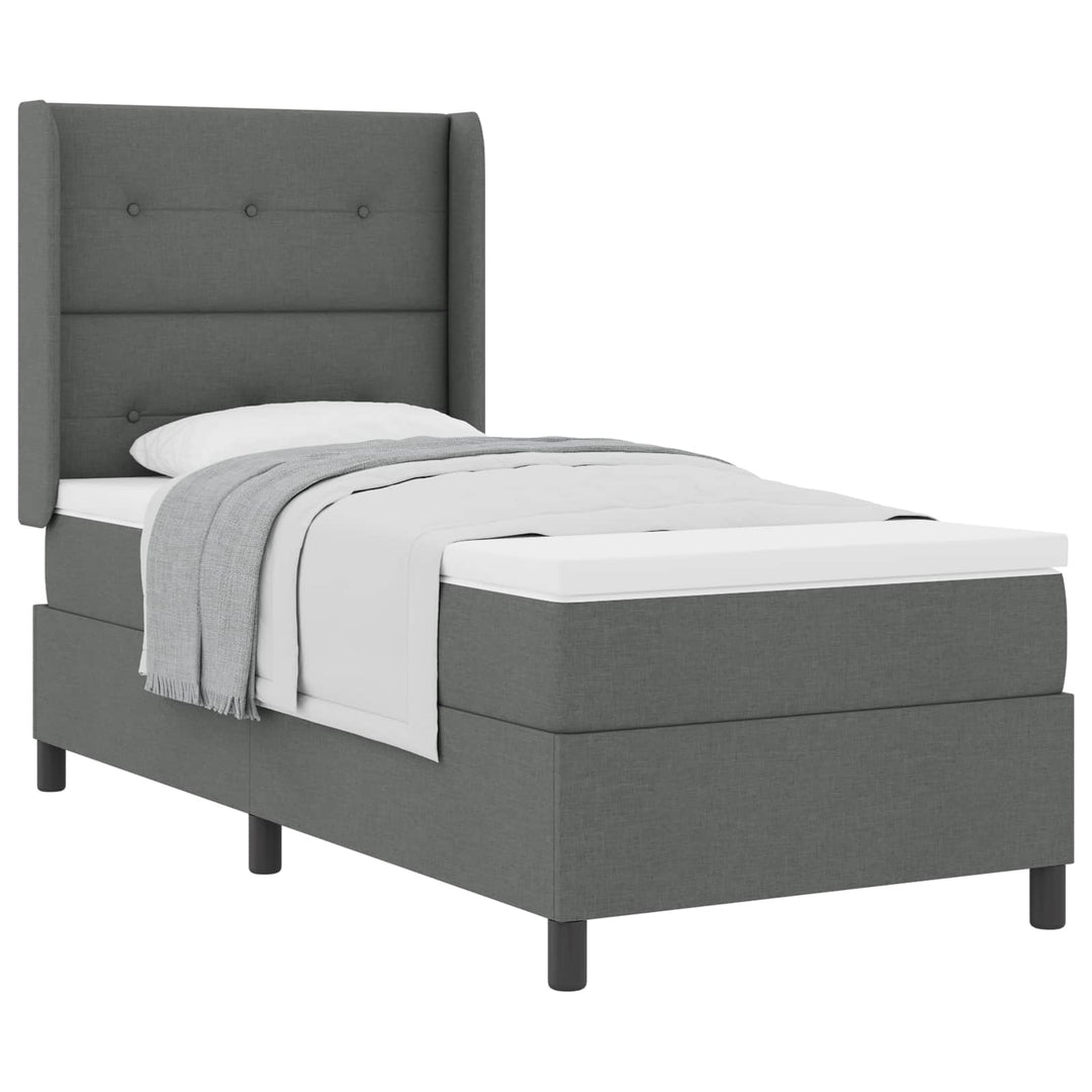 Box spring seng med madras Mørkegrå 200 x 80 cm Stof