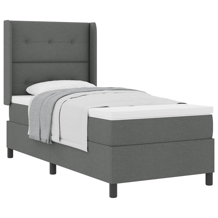 Box spring seng med madras Mørkegrå 200 x 80 cm Stof