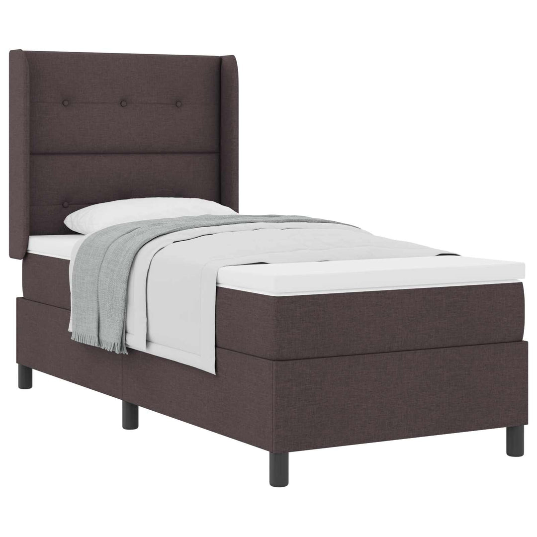 Box spring seng med madras Mørk Brun 190 x 90 cm Stof