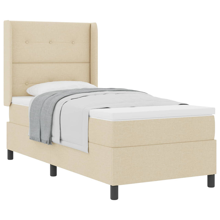 Box spring seng med madras Creme 190 x 90 cm Stof