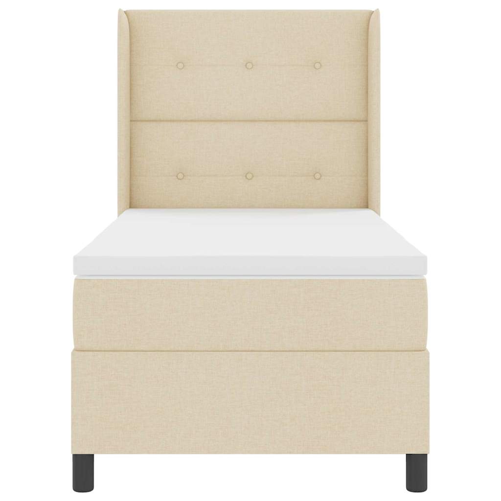 Box spring seng med madras Creme 190 x 90 cm Stof