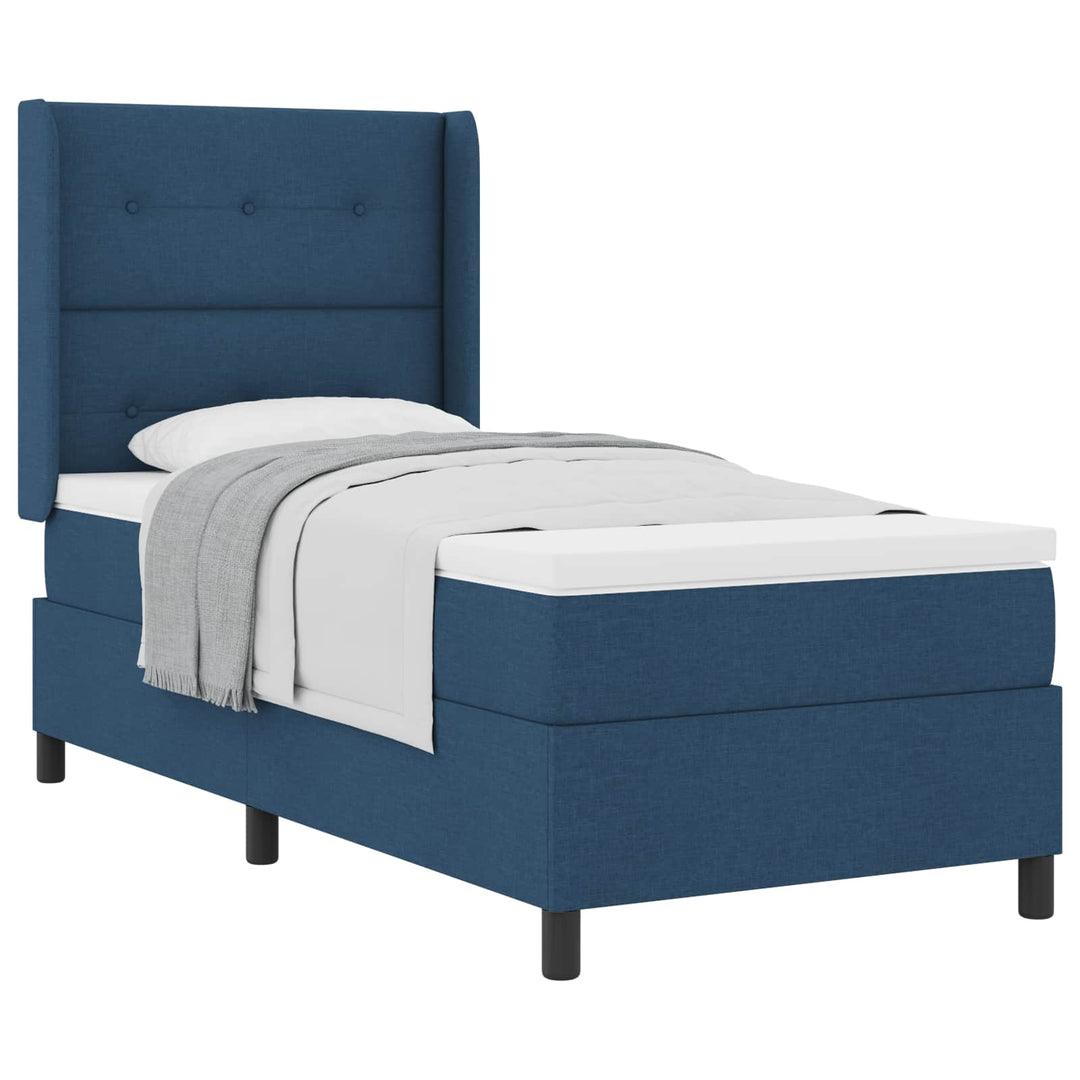 Box spring seng med pude med hovedgærde Blå 190 x 90 cm Stof