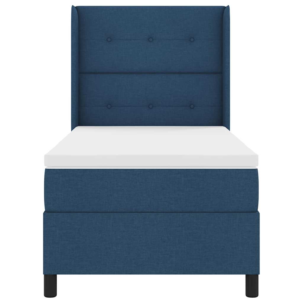 Box spring seng med pude med hovedgærde Blå 200 x 90 cm Stof