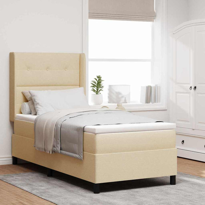 Box spring seng med madras Creme 200 x 100 cm Stof