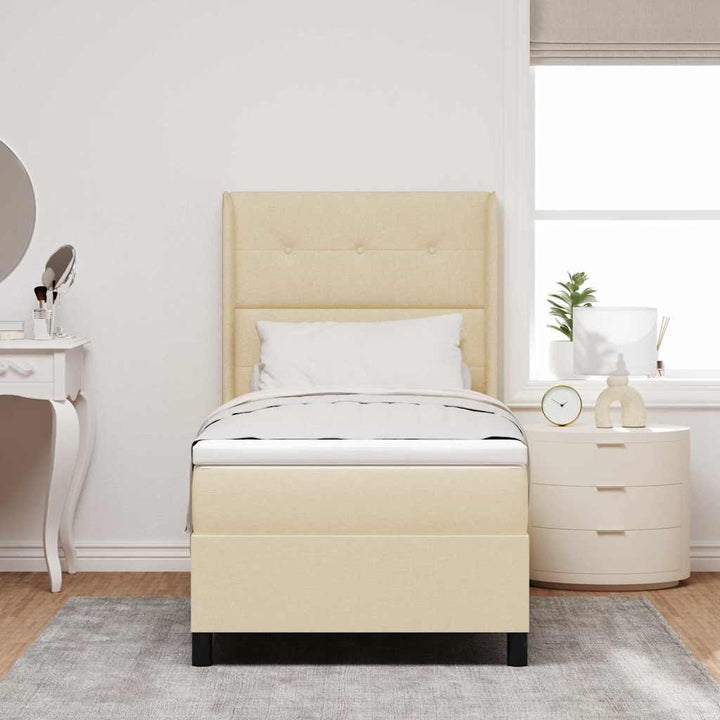 Box spring seng med madras Creme 200 x 100 cm Stof