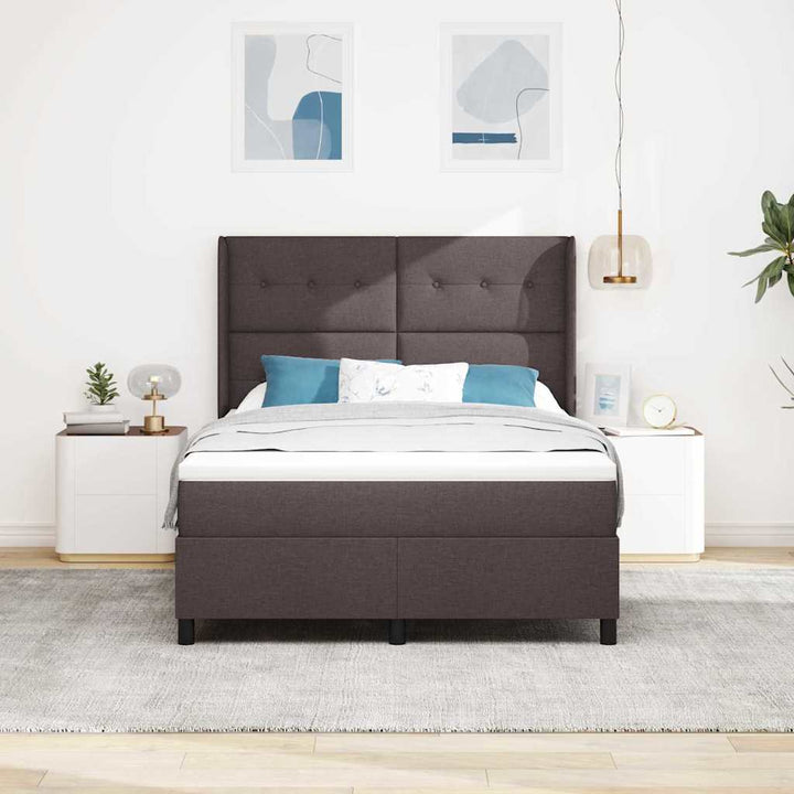 Box spring seng med madras Mørk Brun 190 x 140 cm Stof
