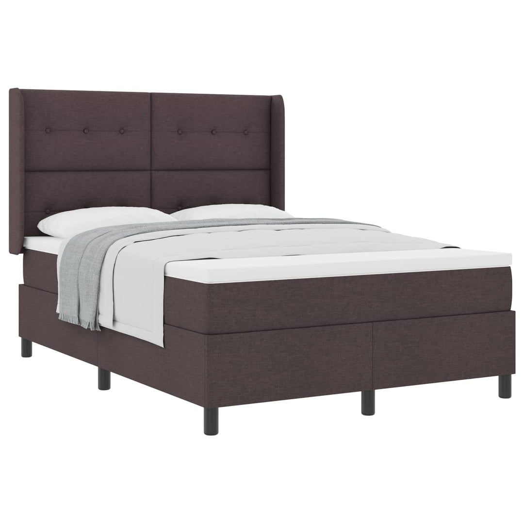 Box spring seng med madras Mørk Brun 190 x 140 cm Stof