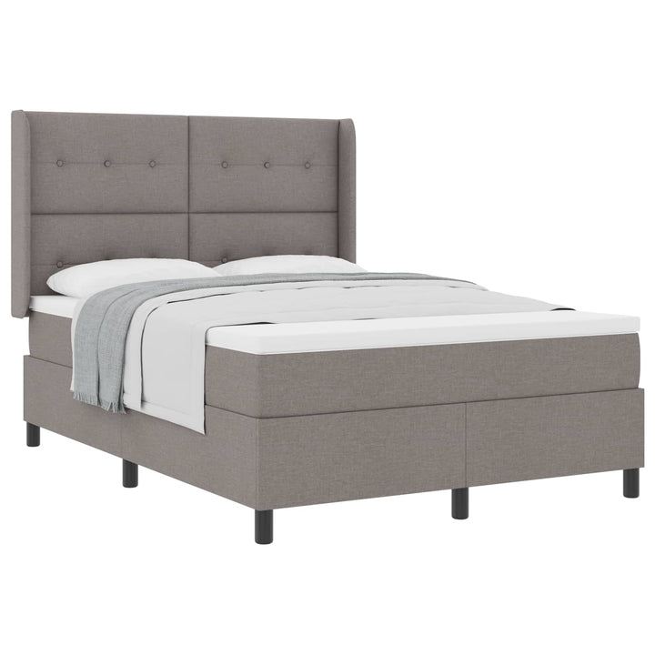 Box spring seng med madras Gråbrun 190 x 140 cm Stof