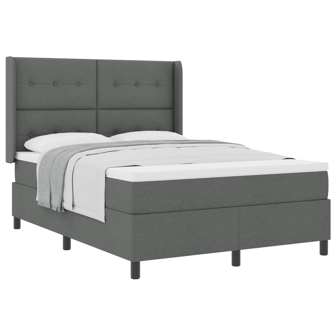 Box spring seng med pude Mørkegrå 200 x 140 cm Stof