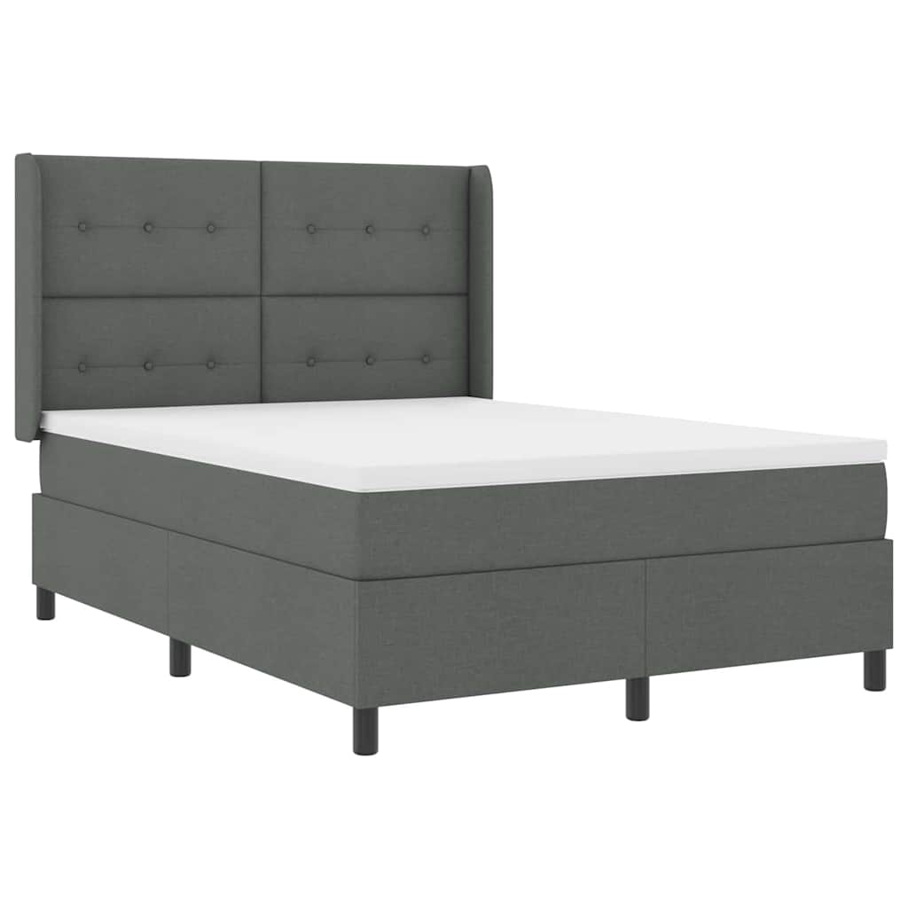 Box spring seng med pude Mørkegrå 200 x 140 cm Stof