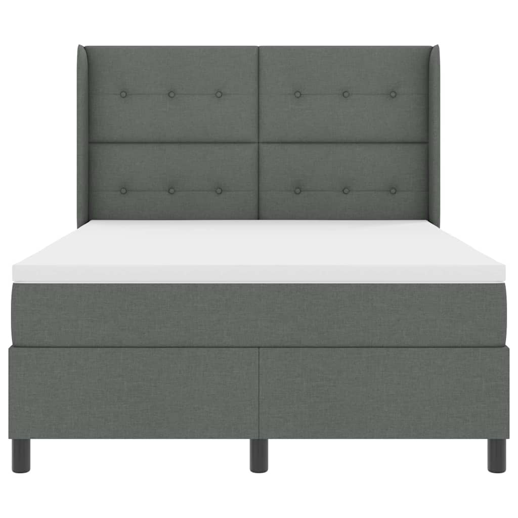 Box spring seng med pude Mørkegrå 200 x 140 cm Stof