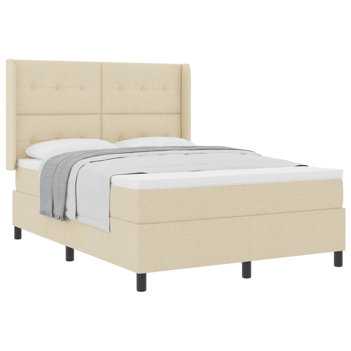 Box spring seng med madras Creme 200 x 140 cm Stof