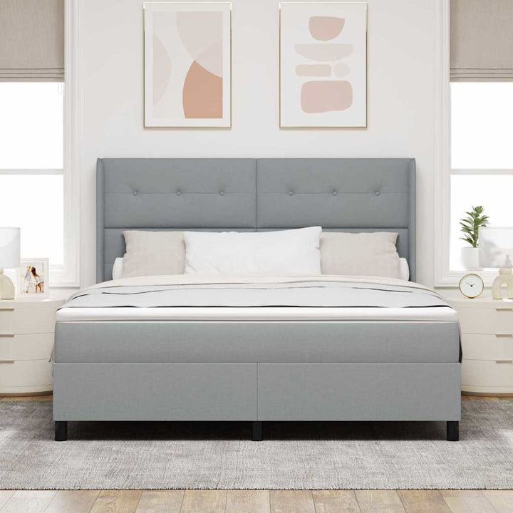 Box spring seng med madras Lysegrå 200 x 180 cm Stof