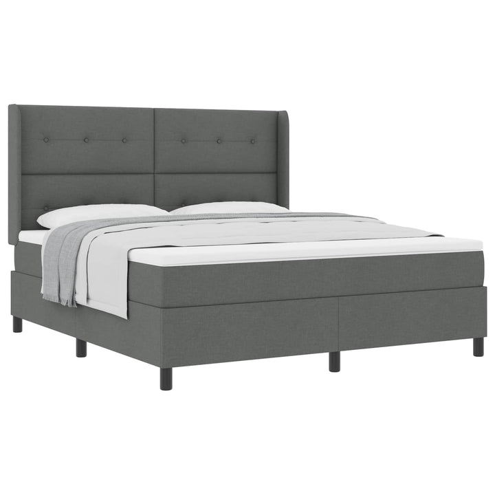 Box spring seng med pude Mørkegrå 200 x 180 cm Stof