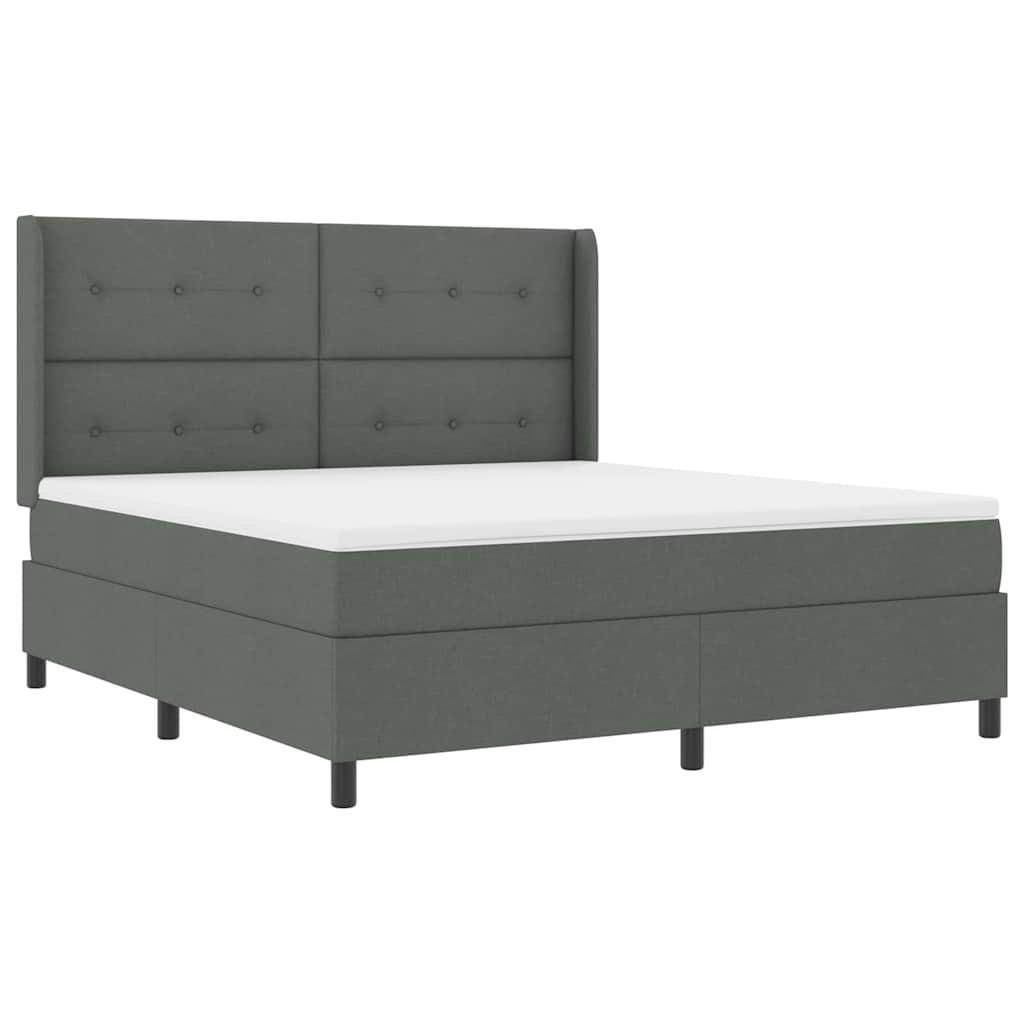 Box spring seng med pude Mørkegrå 200 x 180 cm Stof