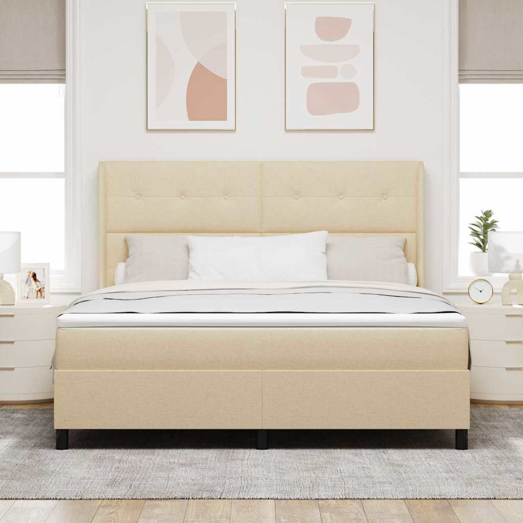 Box spring seng med madras Creme 200 x 180 cm Stof