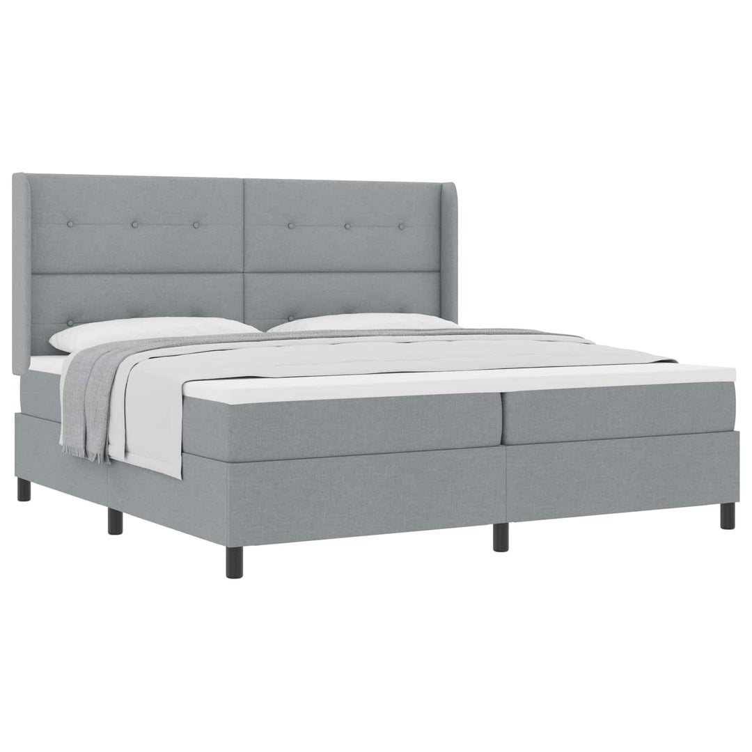 Box spring seng med pude Lysegrå 200 x 200 cm Stof