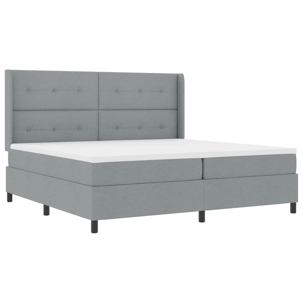 Box spring seng med pude Lysegrå 200 x 200 cm Stof