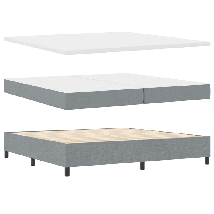 Box spring seng med pude Lysegrå 200 x 200 cm Stof