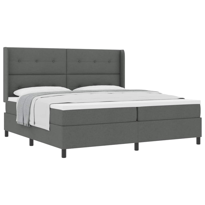 Box spring seng med pude Mørkegrå 200 x 200 cm Stof