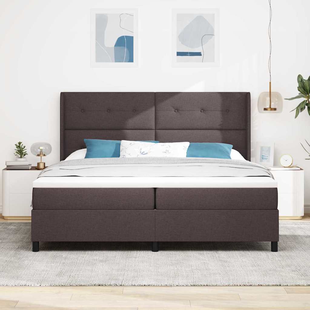 Box spring seng med pude Mørk Brun 200 x 200 cm Stof