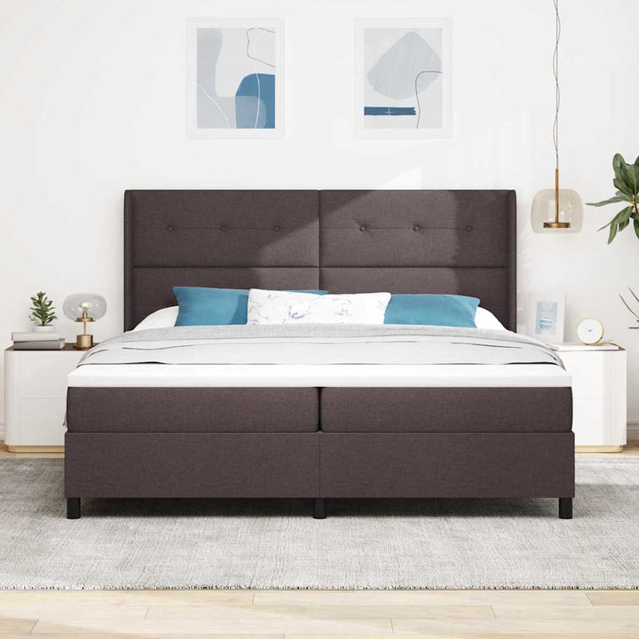 Box spring seng med pude Mørk Brun 200 x 200 cm Stof