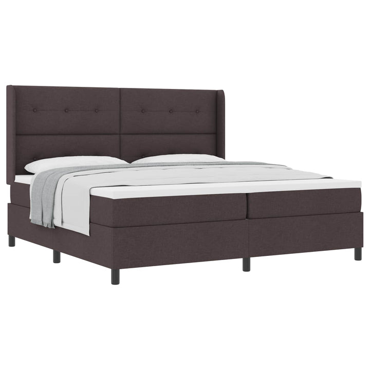 Box spring seng med pude Mørk Brun 200 x 200 cm Stof