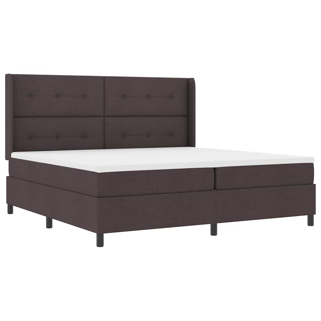 Box spring seng med pude Mørk Brun 200 x 200 cm Stof
