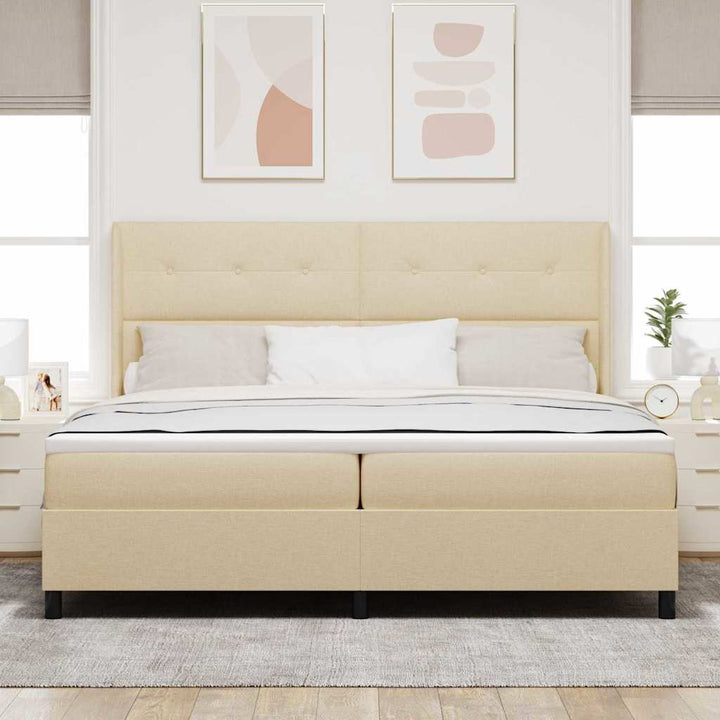 Box spring seng med madras Creme 200 x 200 cm Stof