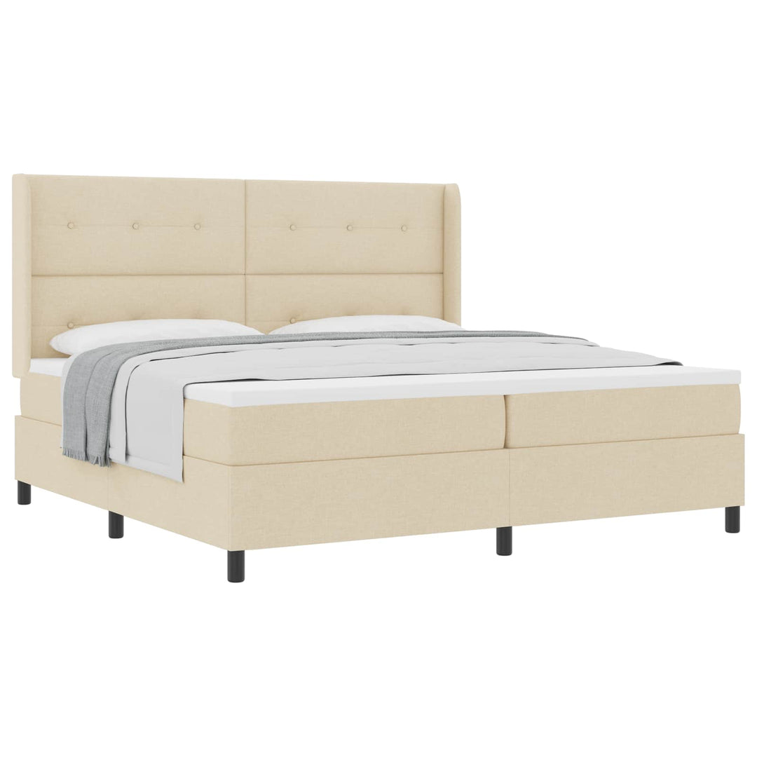 Box spring seng med madras Creme 200 x 200 cm Stof