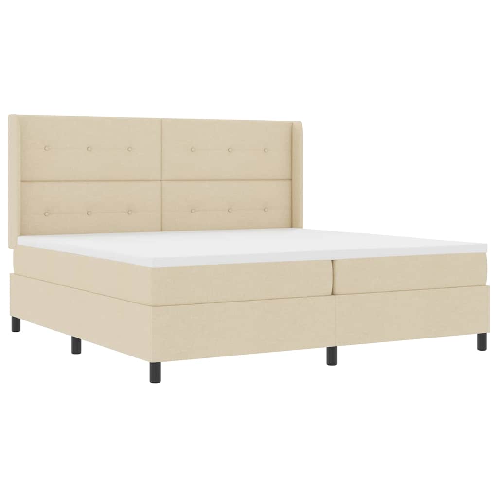 Box spring seng med madras Creme 200 x 200 cm Stof