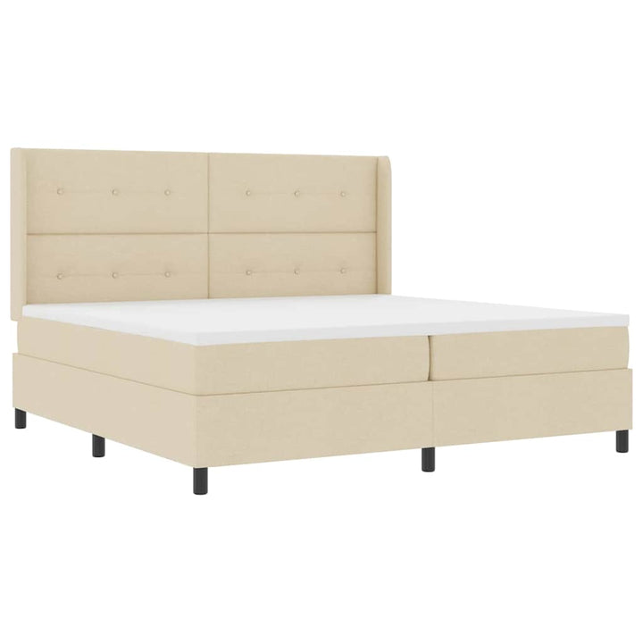 Box spring seng med madras Creme 200 x 200 cm Stof