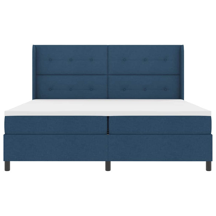 Box spring seng med madras med hovedgærde Blå 200 x 200 cm Stof
