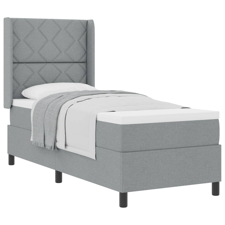 Box spring seng med madras Lysegrå 200 x 80 cm Stof