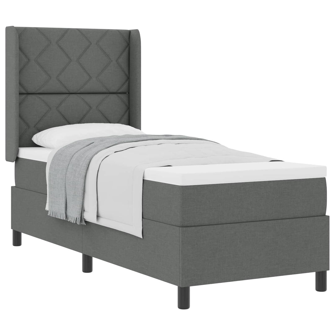 Box spring seng med pude Mørkegrå 200 x 80 cm Stof