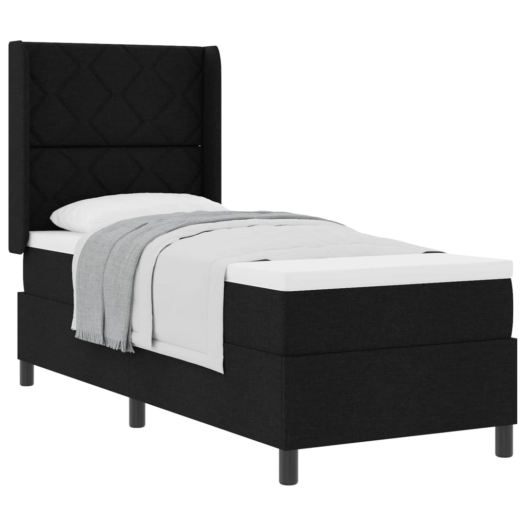 Box spring seng med pude med hovedgærde Sort 200 x 80 cm Stof