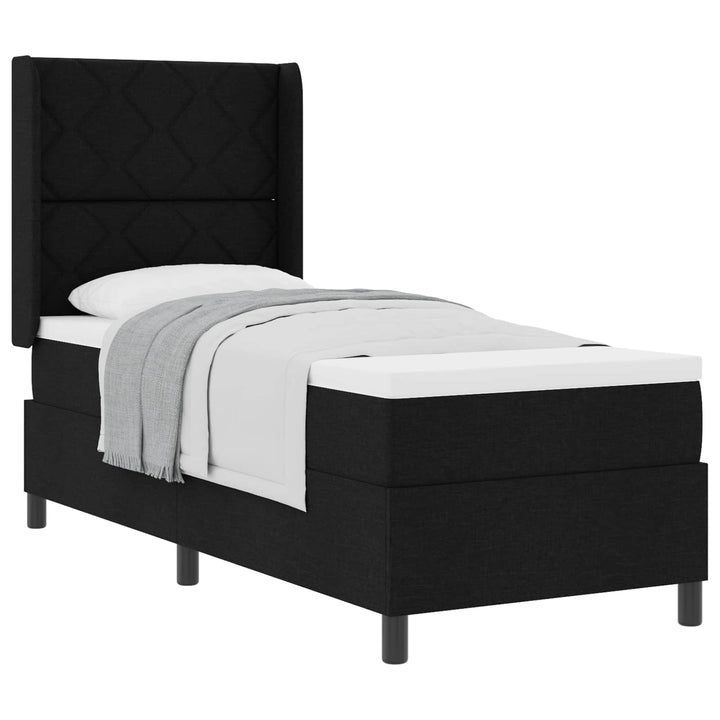Box spring seng med pude med hovedgærde Sort 200 x 80 cm Stof