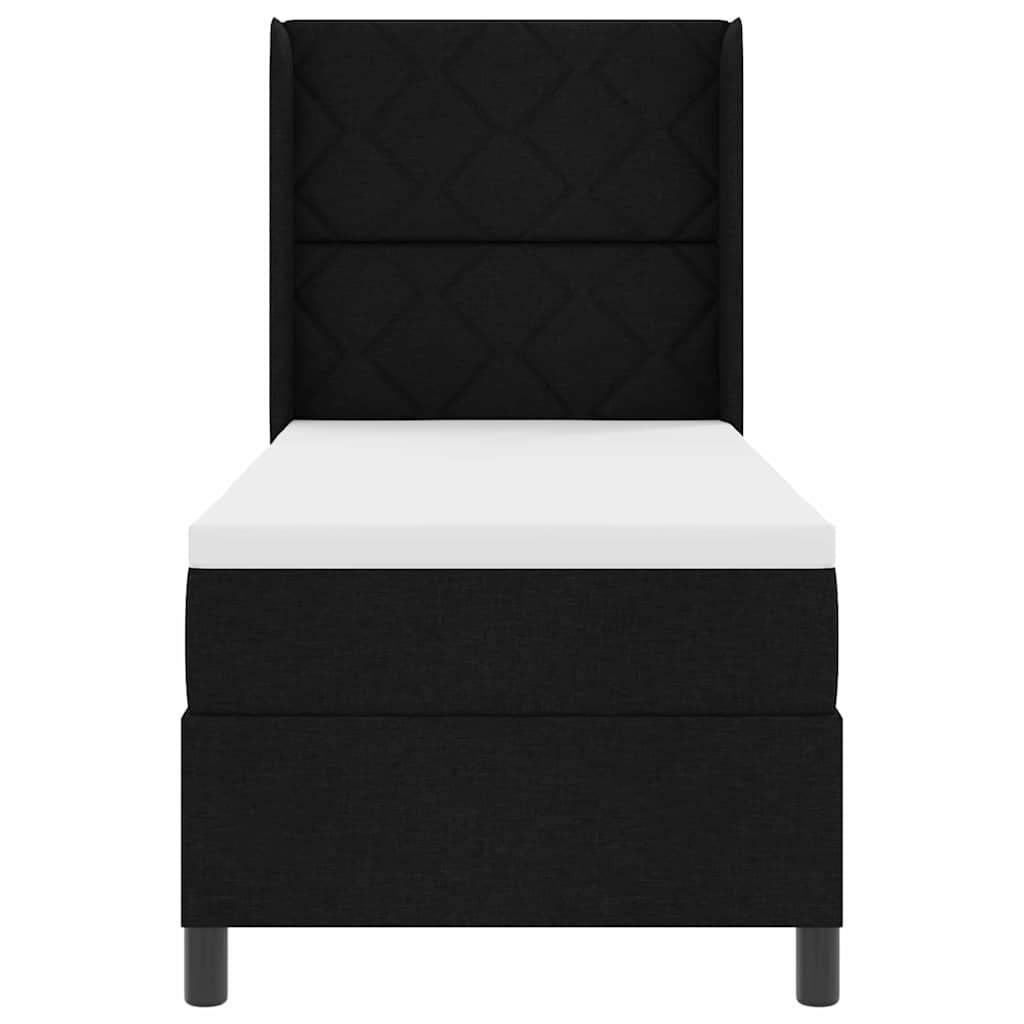 Box spring seng med pude med hovedgærde Sort 200 x 80 cm Stof