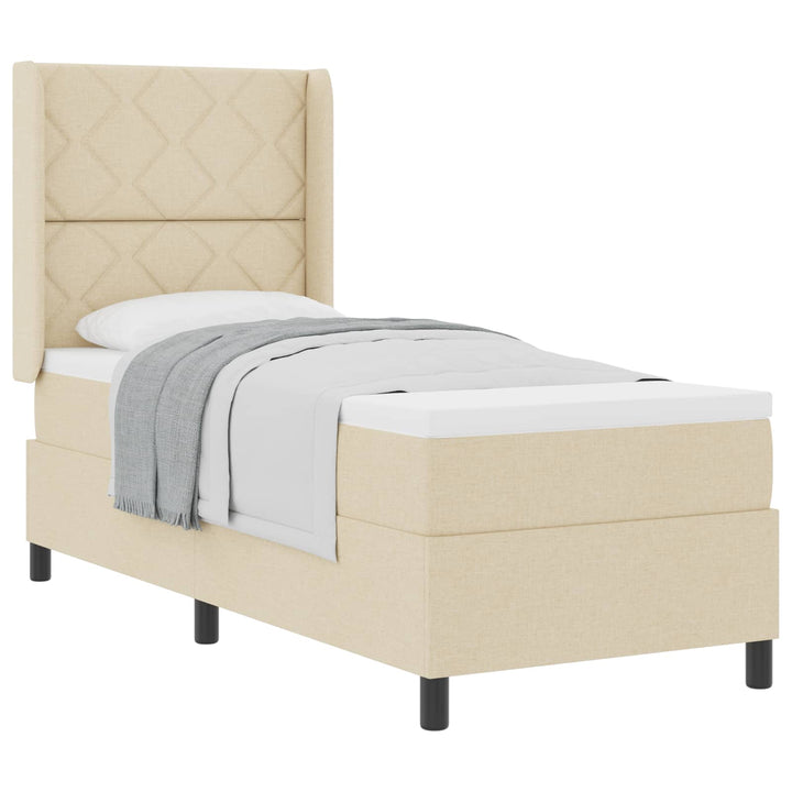 Box spring seng med pude med hovedgærde Creme 200 x 80 cm Stof