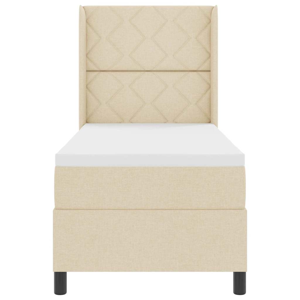 Box spring seng med pude med hovedgærde Creme 200 x 80 cm Stof