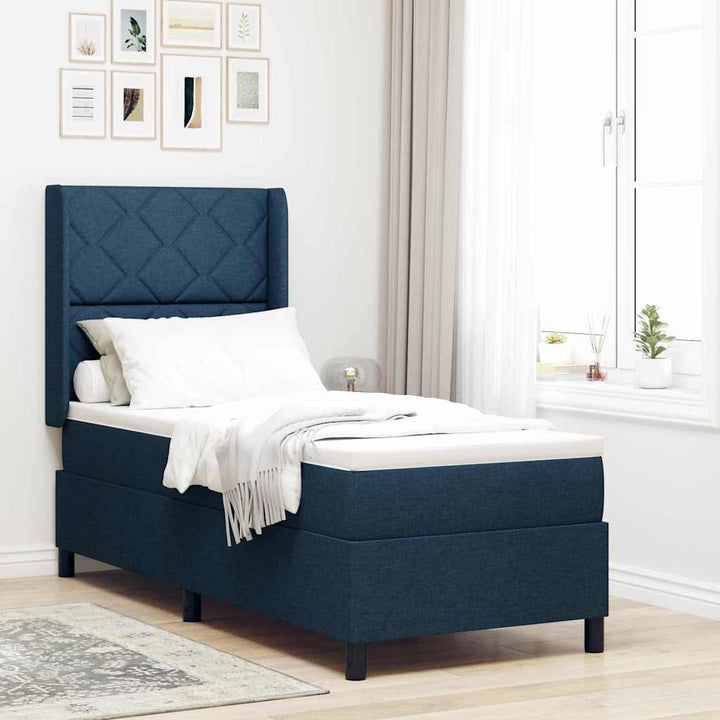 Box spring seng med pude med hovedgærde Blå 200 x 80 cm Stof